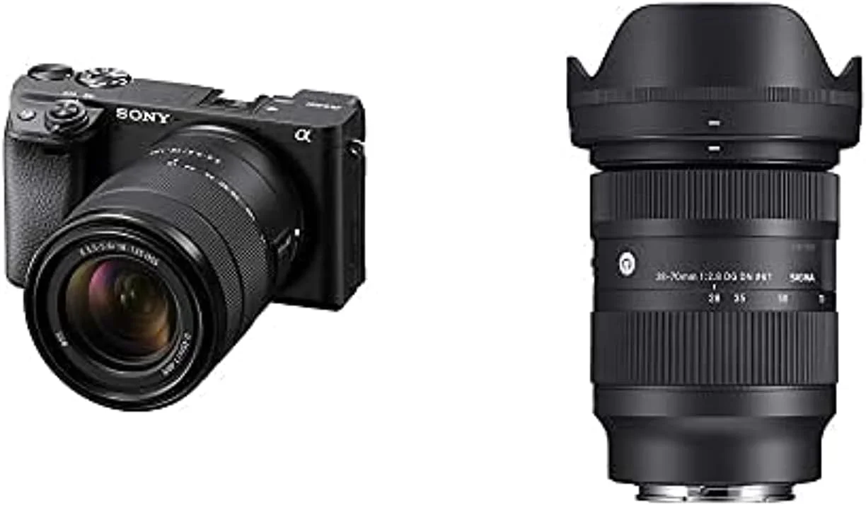 دوربین بدون آینه سونی آلفا A6400 با لنز 18-135 میلی‌متری، به همراه سیگما 28-70 میلی‌متری F2.8 Dg Dn Contemporary برای دوربین‌های سونی E-Mount