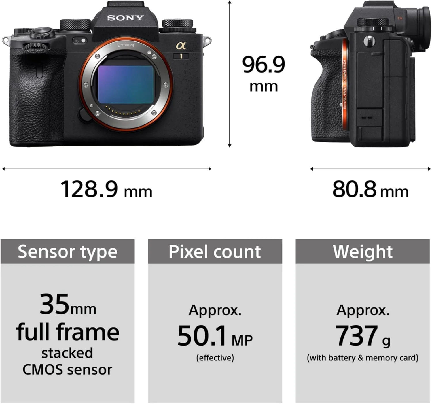 دوربین فول فریم بدون آینه سونی Alpha ILCE-1 (30 فریم بر ثانیه، 50.1 مگاپیکسل، 8K 30P، 4K 120P، فوکوس خودکار چشم در زمان واقعی، ردیابی در زمان واقعی، زوم اپتیکال 5X) - مشکی، جمع و جور