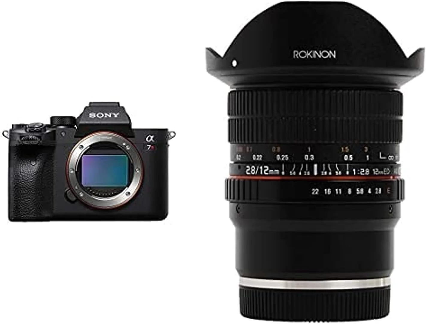 دوربین عکاسی بدون آینه فول فریم Sony Alpha 7R IV، 61 مگاپیکسل، مشکی، ILCE-7RM4A به همراه لنز چشم ماهی فوق عریض 12 میلی متری F2.8 Rokinon برای مانت Sony E