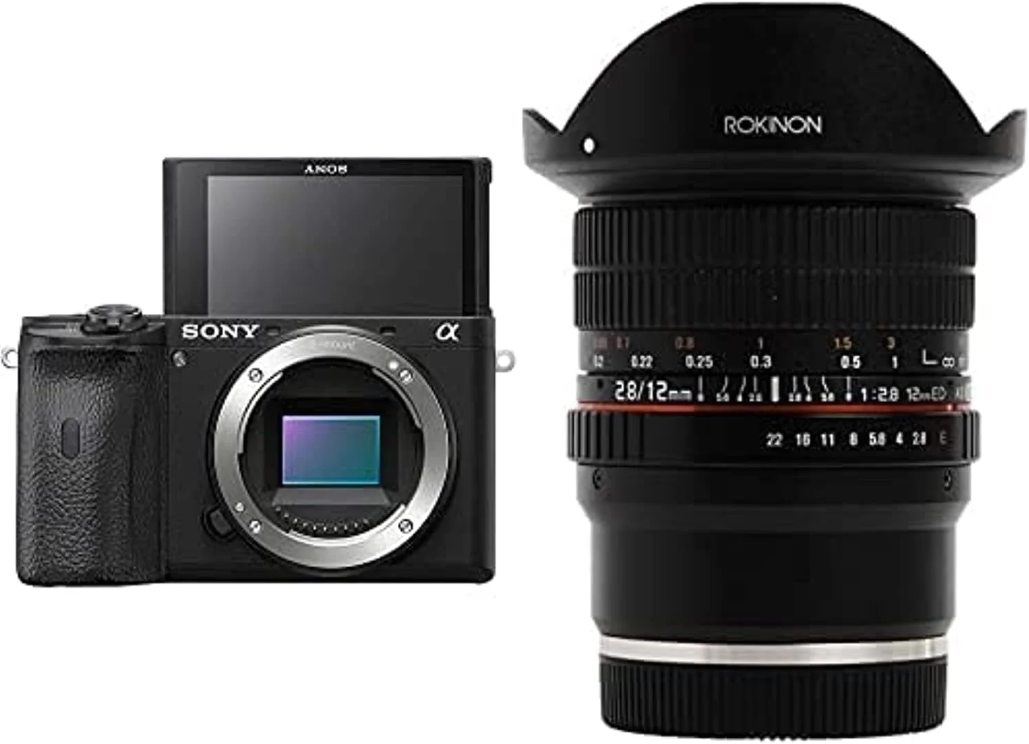 دوربین بدون آینه سونی آلفا A6600 | مشکی | Ilce-6600 به همراه لنز فیش آی فوق عریض 12 میلی متری Rokinon F2.8 برای مانت سونی E