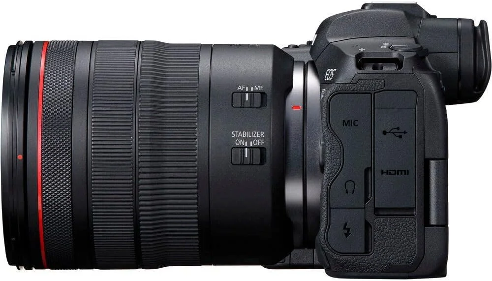 بدنه دوربین کانن EOS R5 به همراه لنز RF 24-105mm f/4L IS USM - دوربین بدون آینه با لنز قابل تعویض - مشکی