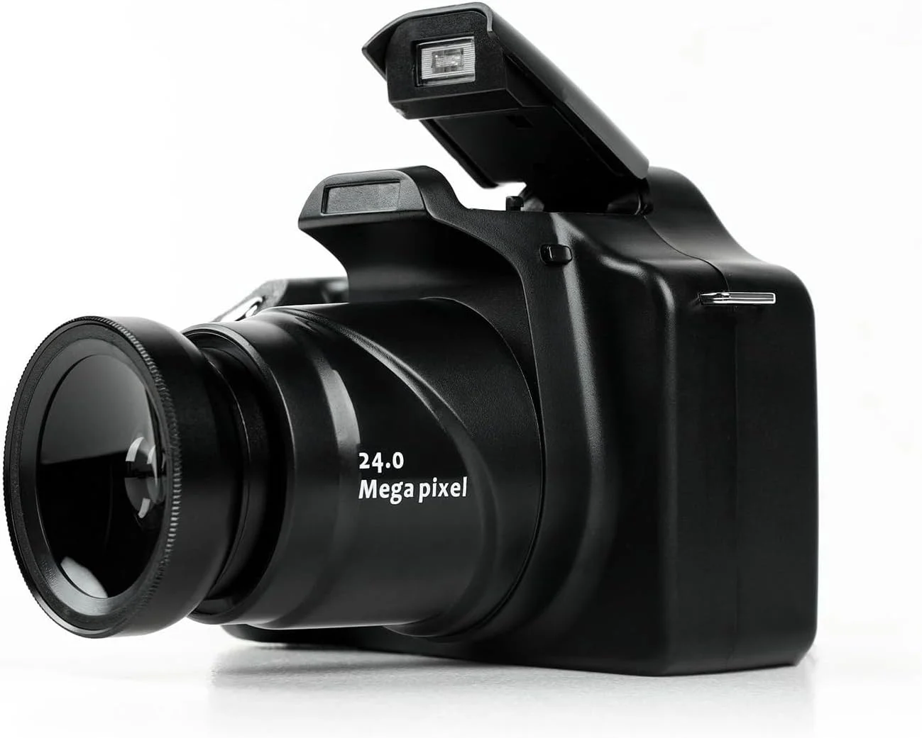 دوربین دیجیتال DSLR با زوم 18X HD، صفحه نمایش 3 اینچی LCD HD، سنسور CMOS 5MP، تا 24MP، لنز F/2.9 F=4.1mm، فاصله کانونی 20-30CM، میکروفون داخلی، حالت های خودکار/شب/پرتره، (نسخه استاندارد + لنز واید)