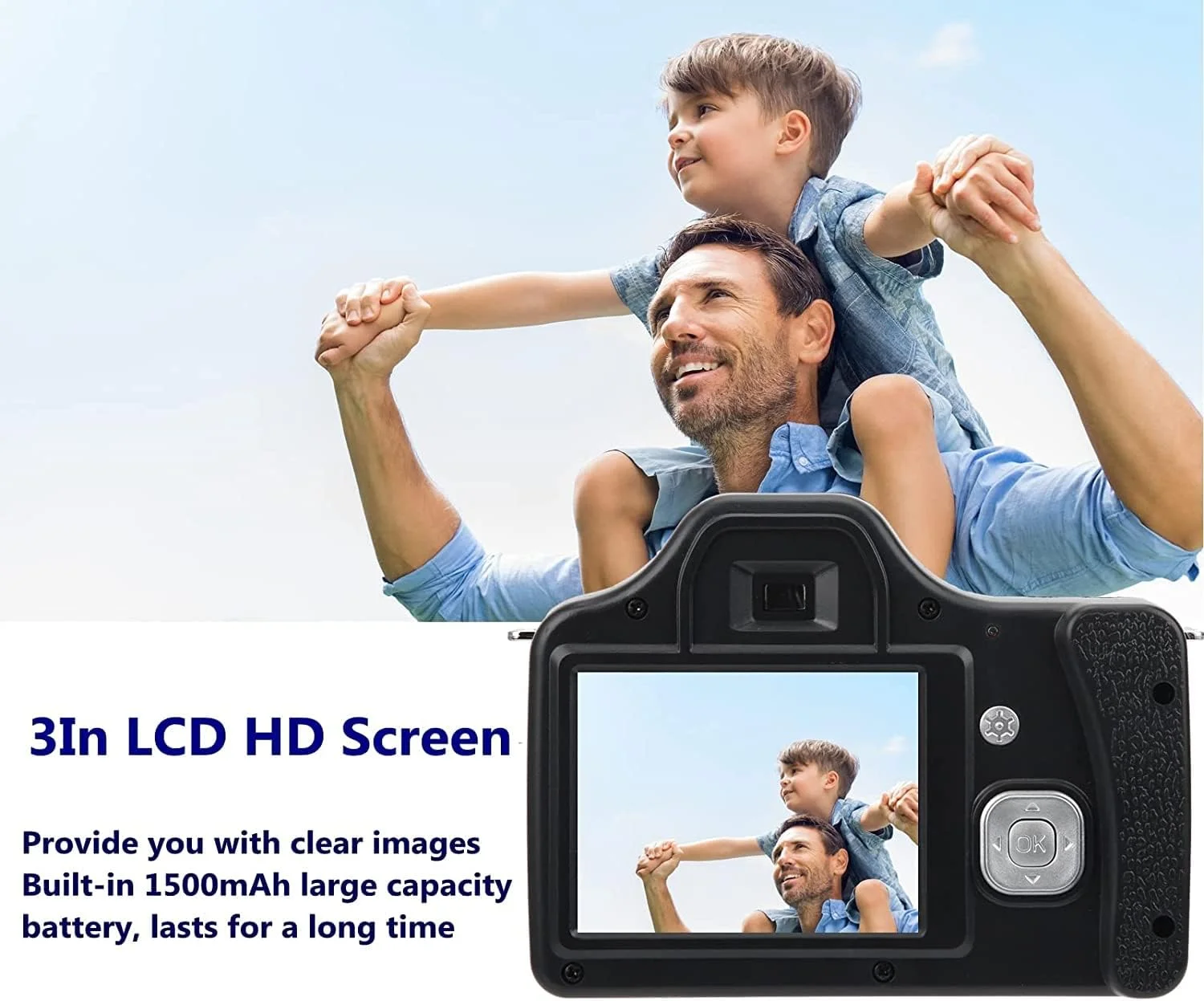 دوربین دیجیتال DSLR با زوم 18X HD، صفحه نمایش 3 اینچی LCD HD، سنسور CMOS 5MP، تا 24MP، لنز F/2.9 F=4.1mm، فاصله کانونی 20-30CM، میکروفون داخلی، حالت های خودکار/شب/پرتره، (نسخه استاندارد + لنز واید) دوربین دیجیتال DSLR با زوم 18X HD، صفحه نمایش 3 اینچی LCD HD، سنسور CMOS 5MP، تا 24MP، لنز F/2.9 F=4.1mm، فاصله کانونی 20-30CM، میکروفون داخلی، حالت های خودکار/شب/پرتره، (نسخه استاندارد + لنز واید)