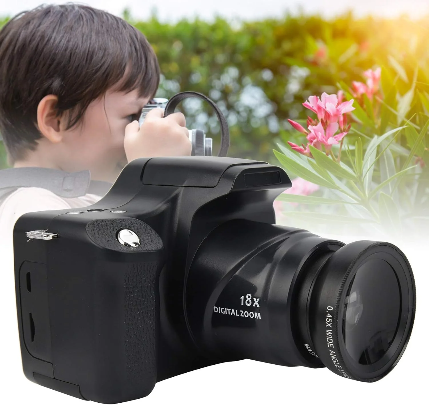 دوربین SLR با صفحه نمایش LCD 3.0 اینچی Annadue، دوربین دیجیتال با زوم 18X HD و فاصله کانونی زیاد، مناسب برای دورهمی های خانوادگی و مسافرت های خارج از منزل. مشکی (نسخه استاندارد + لنز واید) دوربین SLR با صفحه نمایش LCD 3.0 اینچی Annadue، دوربین دیجیتال با زوم 18X HD و فاصله کانونی زیاد، مناسب برای دورهمی های خانوادگی و مسافرت های خارج از منزل. مشکی (نسخه استاندارد + لنز واید)