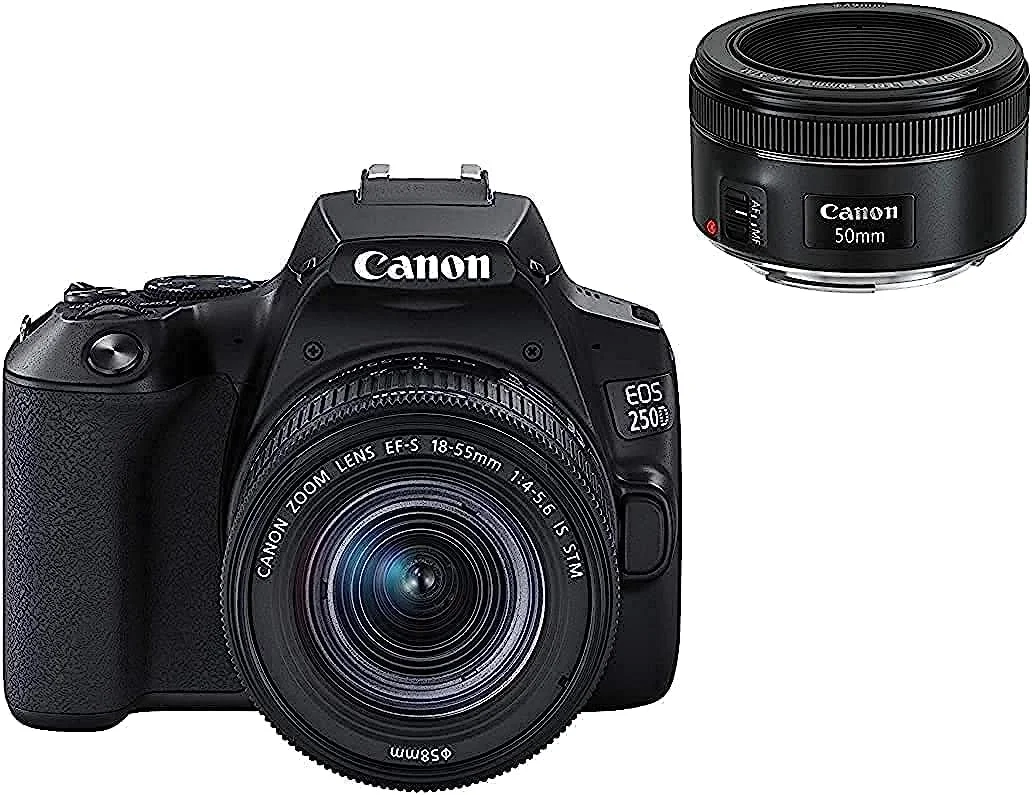 دوربین عکاسی کانن EOS 250D BK با لنز 18-55 IS STM و EF50MM 1.8 STM