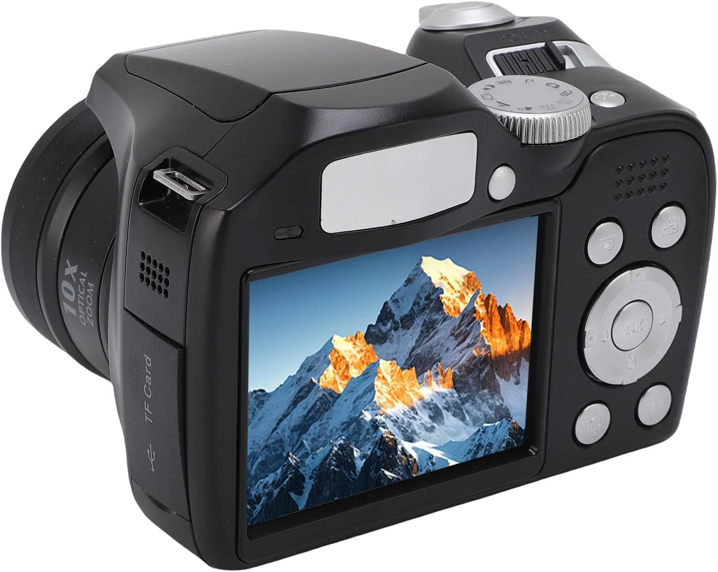 دوربین دیجیتال، دوربین DSLR با کیفیت 4K 60M UHD، با زوم اپتیکال 12X و زوم دیجیتال 6X، دارای فلاش LED داخلی، برای عکاسی مسافرتی (مشکی)