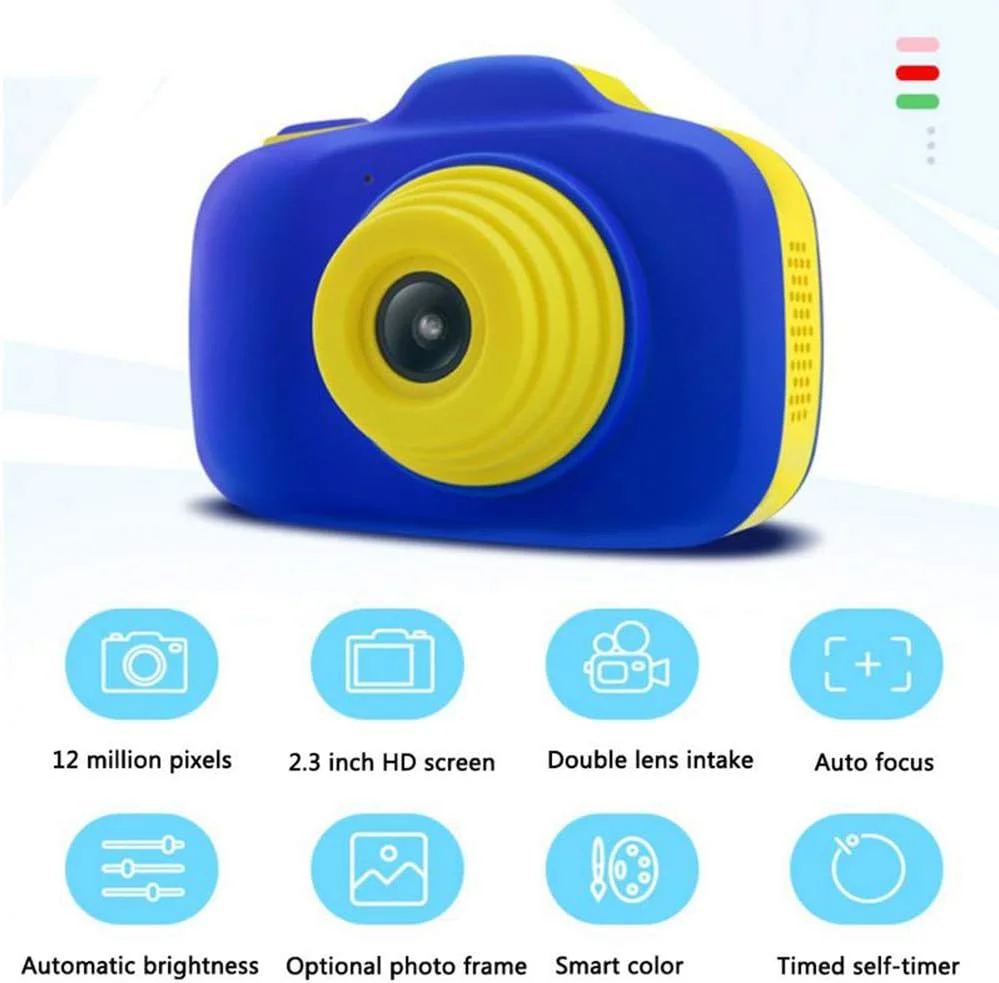دوربین اسباب بازی الکترونیکی کودکانه، دوربین مینیاتوری SLR با لنز دوگانه برای عکس سلفی با کیفیت HD 1200W، دوربین فیلمبرداری، هدیه اسباب بازی