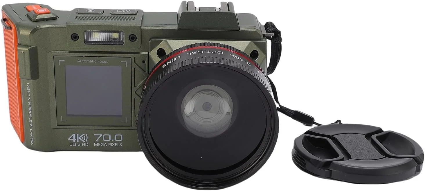 دوربین دیجیتال گوشیدا، 70 مگاپیکسل 4K با فوکوس خودکار، زوم 50X، دوربین DSLR با صفحه نمایش دوگانه، فلاش، رابط Hot Shoe، پشتیبانی از اشتراک گذاری WiFi، برای مسافرت (سبز)