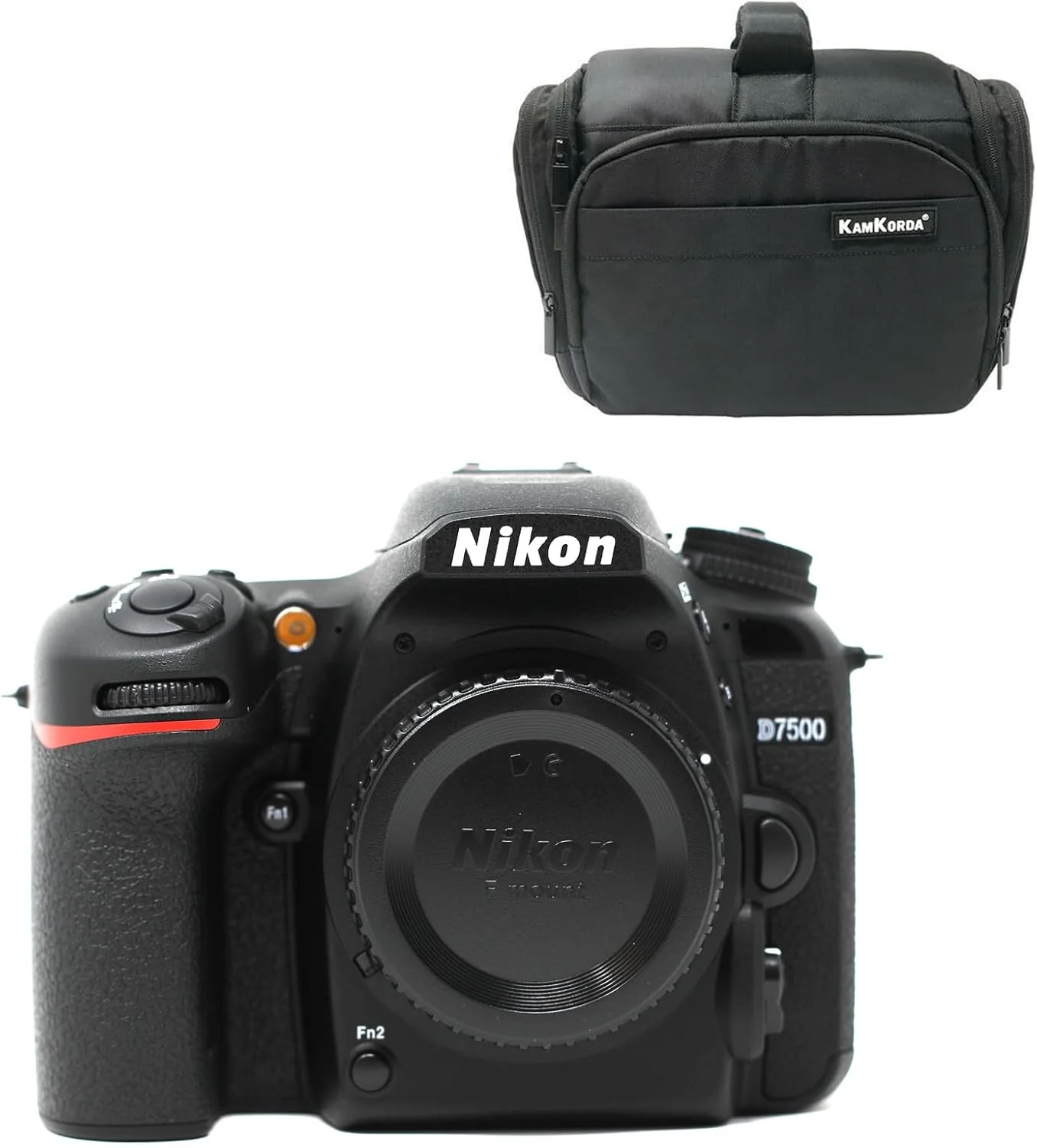 کیف دوربین KamKorda + بدنه دوربین DSLR مدل D7500، سنسور CMOS با فرمت DX با رزولوشن 20.9 مگاپیکسل، پردازنده تصویر EXPEED 5، فیلمبرداری 4K UHD، LCD لمسی چرخشی 3.2 اینچی
