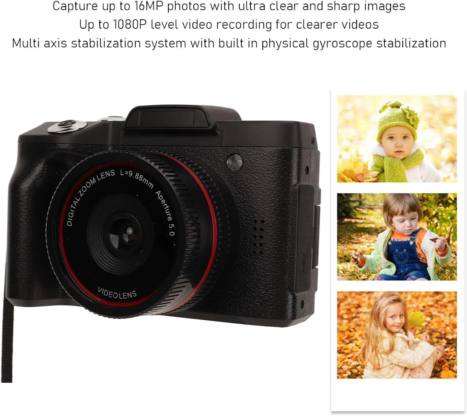 دوربین دیجیتال میکرو SLR مدل Lazmin112 مناسب عکاسی و ولاگ، با فوکوس خودکار HD 1080P و 16 مگاپیکسل، دوربین مسافرتی جمع و جور با صفحه نمایش چرخان