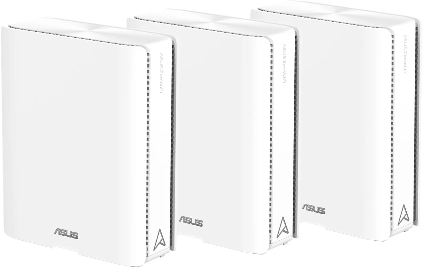 روتر مش ASUS ZenWiFi BQ16 (سه عددی) BE25000 چهار بانده WiFi 7 (802.11be): پوشش تا 740 متر مربع، پورت های 10G، خانه هوشمند، Multi-SSID برای IoT، VPN، کنترل والدین، امنیت شبکه - سفید