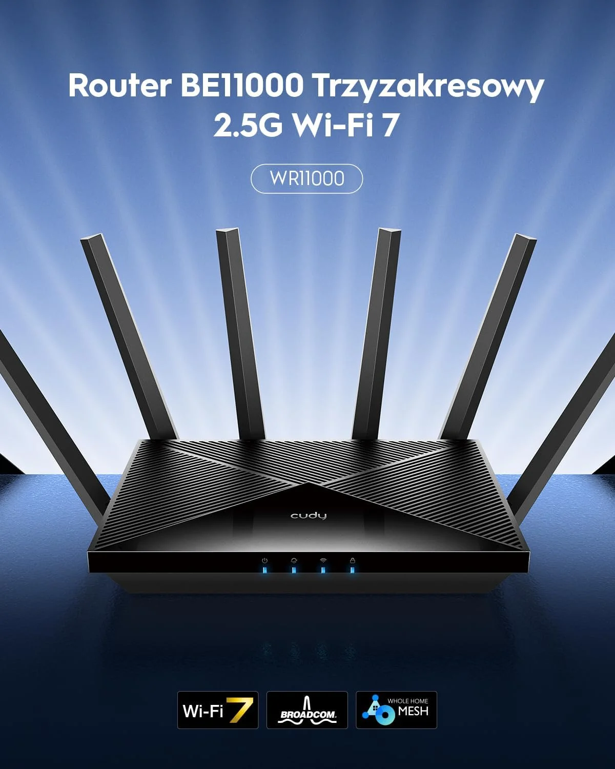 مودم روتر سه بانده وای فای 7 Cudy BE11000، 6-جریانی 10 گیگابیت بر ثانیه، 4 پورت 2.5G، تا 11000 مگابیت بر ثانیه، سرور و کلاینت VPN، برنامه Cudy و Mesh، 6 آنتن با بهره بالا، WR11000 مودم روتر سه بانده وای فای 7 Cudy BE11000، 6-جریانی 10 گیگابیت بر ثانیه، 4 پورت 2.5G، تا 11000 مگابیت بر ثانیه، سرور و کلاینت VPN، برنامه Cudy و Mesh، 6 آنتن با بهره بالا، WR11000