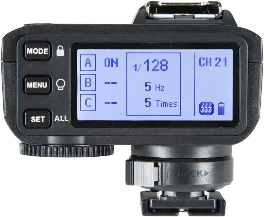 فرستنده فلاش بی‌سیم گودکس X2T-S 2.4G برای سونی با TTL HSS 1/8000s، عملکرد گروهی، پنل کنترل LED و قابلیت بروزرسانی سیستم عامل