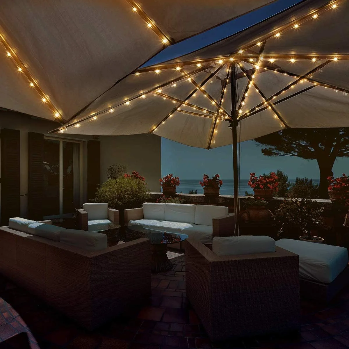 چراغ چتری فضای باز MAKINGTEC، چراغ های خورشیدی 8 حالته ضد آب برای میله چتر، چراغ های خورشیدی برای چادر مسافرتی پاسیو، روشنایی چتر فضای باز (سفید گرم) چراغ چتری فضای باز MAKINGTEC، چراغ های خورشیدی 8 حالته ضد آب برای میله چتر، چراغ های خورشیدی برای چادر مسافرتی پاسیو، روشنایی چتر فضای باز (سفید گرم)