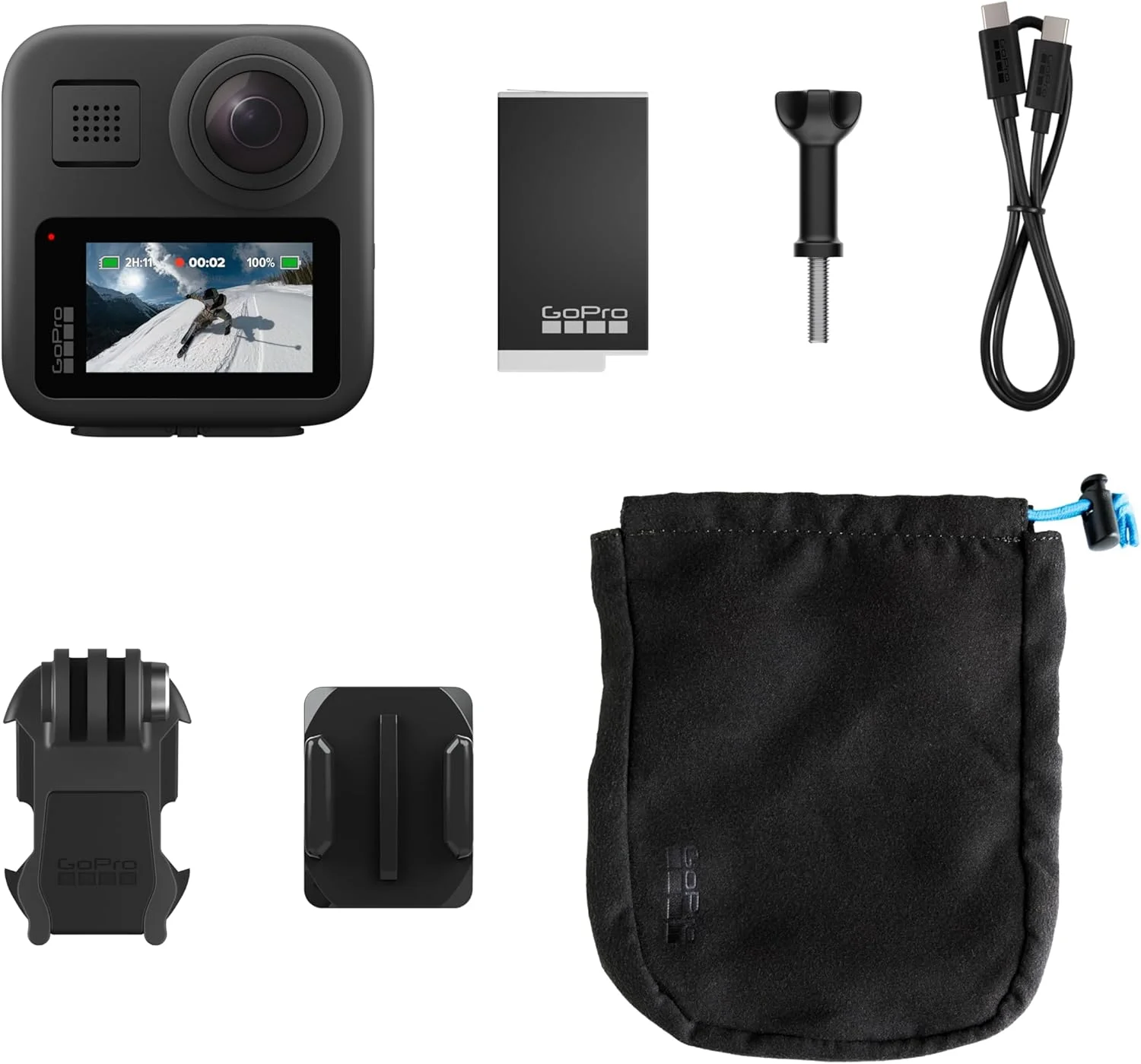 GoPro MAX — دوربین اکشن 360 درجه ضد آب + دوربین اکشن سنتی با صفحه لمسی، فیلمبرداری کروی 5.6K30 HD، عکس های 360 درجه 16.6 مگاپیکسلی، پخش زنده 1080p و تثبیت کننده