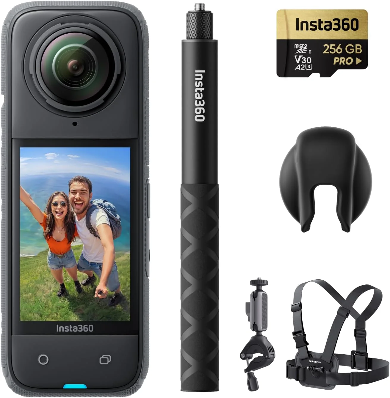 بسته دوچرخه سواری Insta360 X4 - دوربین اکشن 360 ضد آب 8K، ویدئو 4K با زاویه دید عریض، مونوپاد نامرئی، محافظ لنز قابل جابجایی، عمر باتری 135 دقیقه، ویرایش هوش مصنوعی، تثبیت کننده تصویر، مناسب برای ورزش و سفر