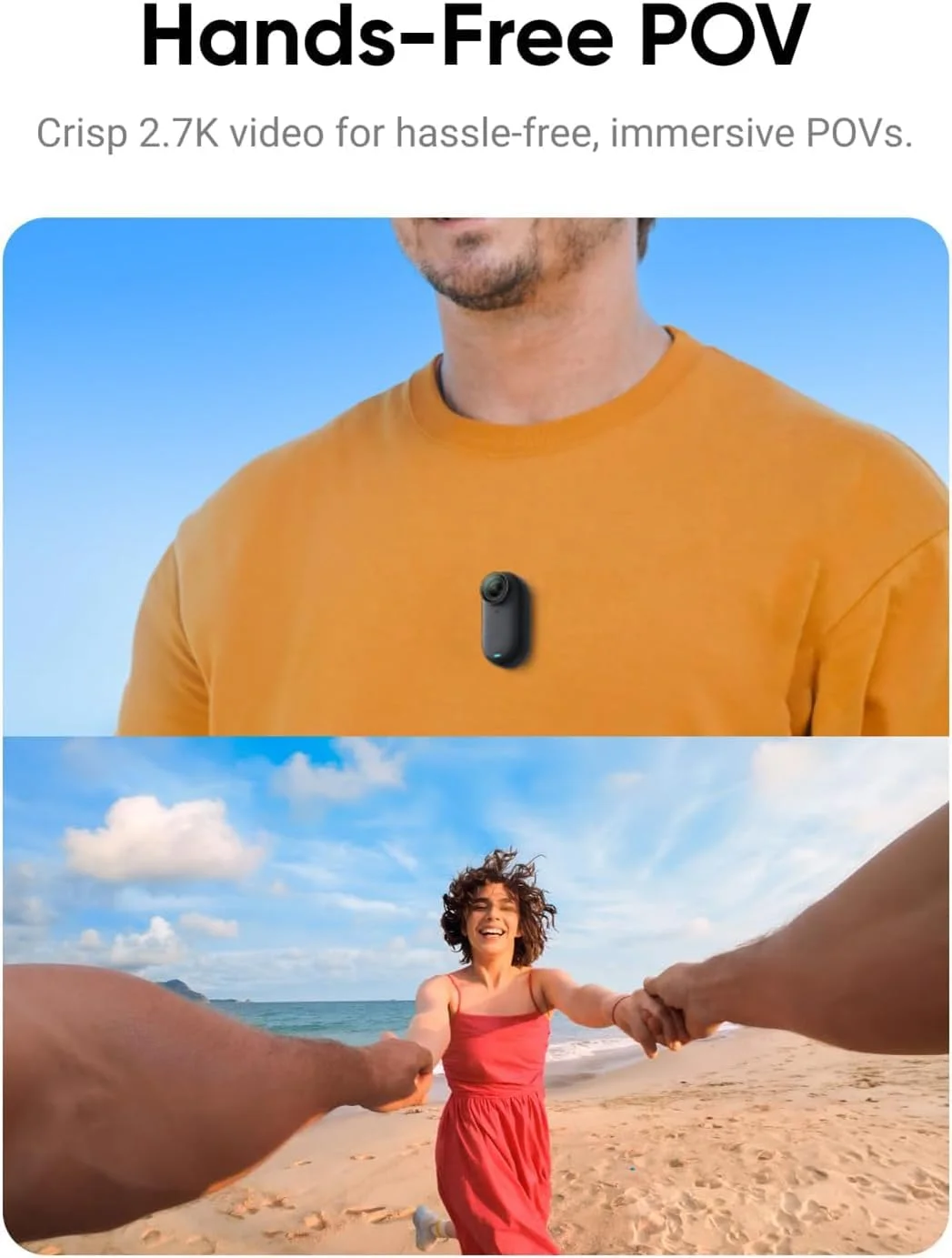 دوربین اکشن کوچک و قدرتمند Insta360 GO 3 مشکی 128 گیگابایت با کیفیت 2.7K و ضد آب (تا عمق 5 متر) به همراه Action Pod و صفحه نمایش چرخان