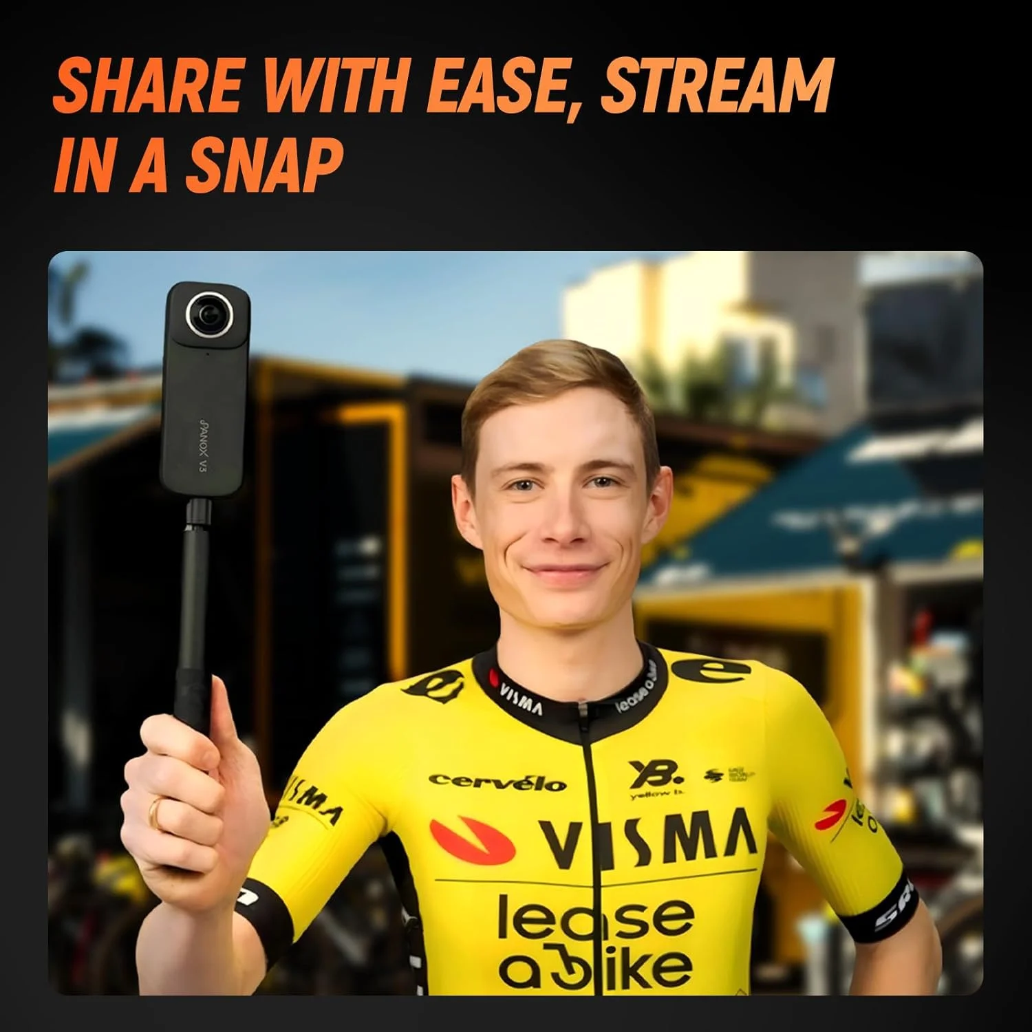 دوربین اکشن 360 درجه PanoX V3 ضد آب 8K، عکس 360 درجه 12K، انتقال 5 ثانیه ای، ویرایش در دوربین، جلوه نامرئی مونوپاد، تثبیت کننده، GPS داخلی، صفحه لمسی 3.0 اینچی