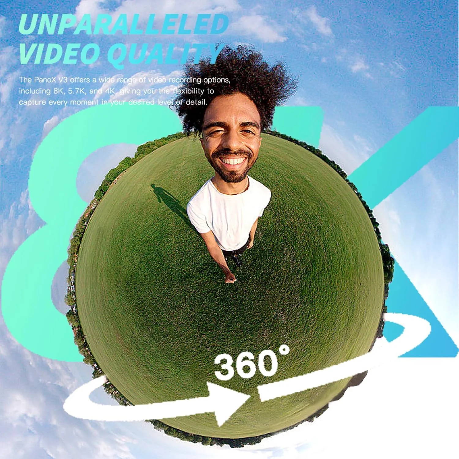 دوربین اکشن موتور سیکلت PANOX V3 8k ضد آب 360 WiFi و GPS با قابلیت فیلمبرداری صفحه نمایش دوتایی و ویرایش در دوربین، صفحه نمایش 3 اینچی، مونوپاد نامرئی، محافظ لنز + قاب محافظ، کارت Micro SD برای ورزش و مسافرت