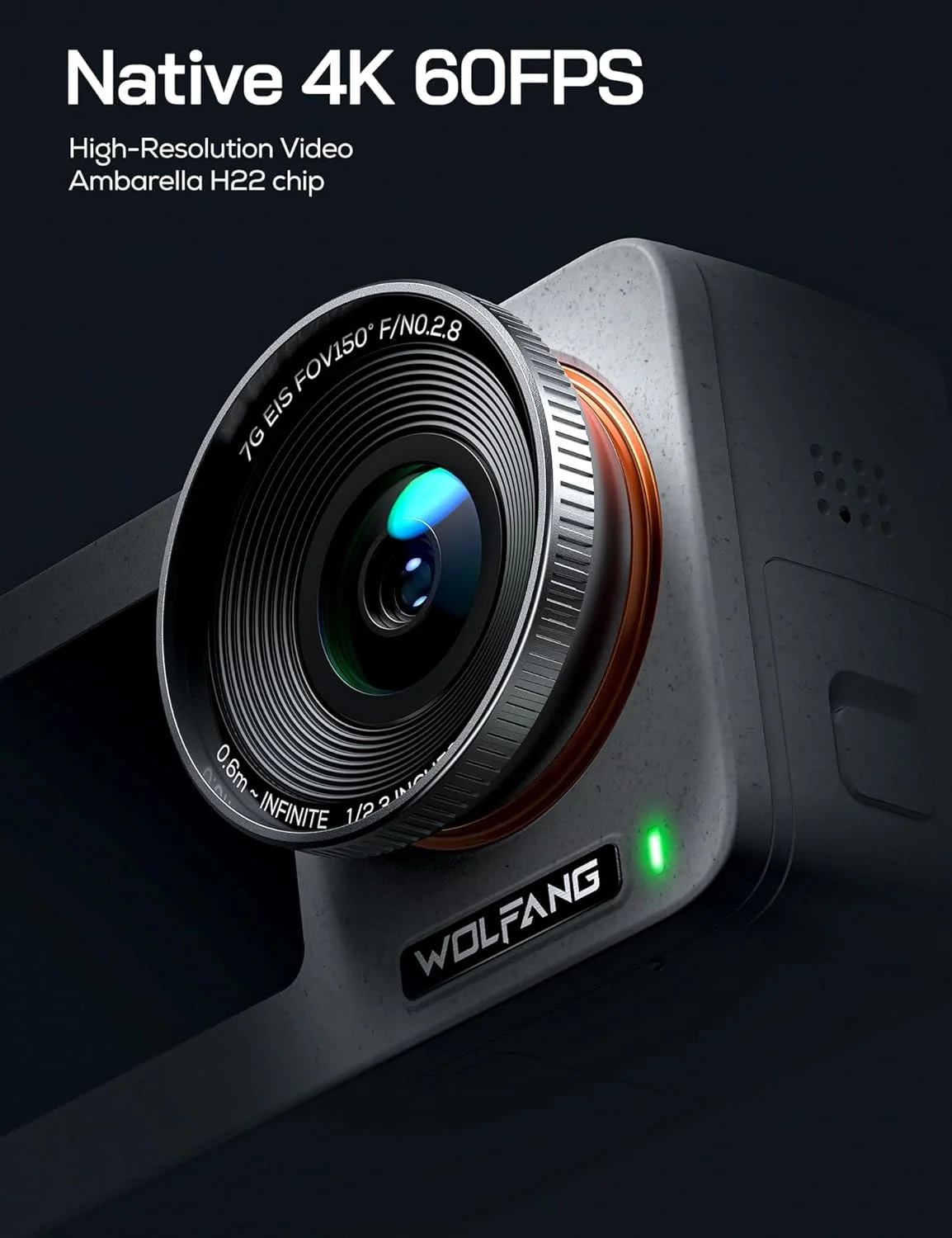 دوربین اکشن ضد آب سفید رنگ WOLFANG Seeker One با کیفیت 4K60 Ultra HD، صفحه نمایش رنگی دوگانه، دوربین زیر آب تا عمق 16 فوت، پخش زنده، وب کم، تثبیت کننده دوربین اکشن ضد آب سفید رنگ WOLFANG Seeker One با کیفیت 4K60 Ultra HD، صفحه نمایش رنگی دوگانه، دوربین زیر آب تا عمق 16 فوت، پخش زنده، وب کم، تثبیت کننده