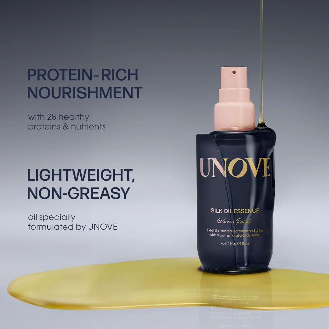 سرم روغن ابریشم مو UNOVE، حجم ۷۰ میلی‌لیتر | روغن مغذی مو برای موهای خشک، وز و آسیب‌دیده | سرم صاف‌کننده سبک | کنترل وز و مراقبت از موخوره | محافظت در برابر حرارت