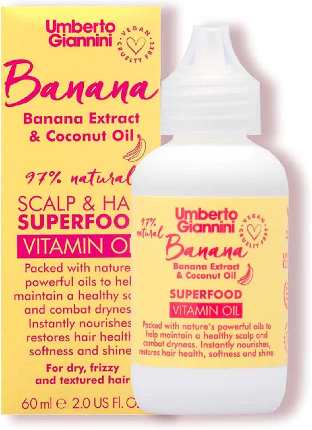 روغن مو و پوست سر فوق العاده مغذی Umberto Giannini Banana Butter برای موهای خشک، وز یا با بافت، 60 میلی لیتر