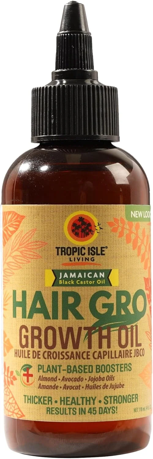 روغن تقویت کننده مو روغن کرچک سیاه جامائیکایی Tropic Isle Living با روغن های بادام، آووکادو و جوجوبا - روغن حالت دهنده مغذی مو و پوست سر - (1 عدد)