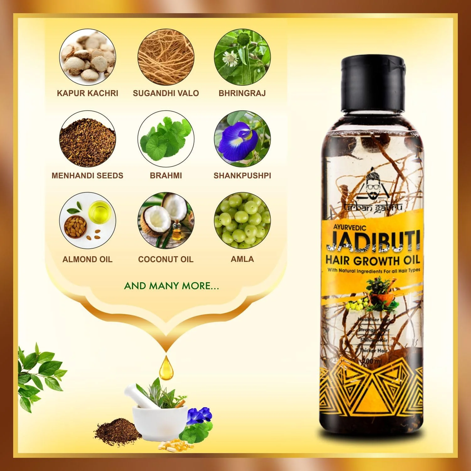 روغن موی گیاهی آربن گابرو آیووردا برای کنترل ریزش مو و رشد مو با گیاهان طبیعی - 200 میلی لیتر (جادیبوتی) روغن موی گیاهی آربن گابرو آیووردا برای کنترل ریزش مو و رشد مو با گیاهان طبیعی - 200 میلی لیتر (جادیبوتی)