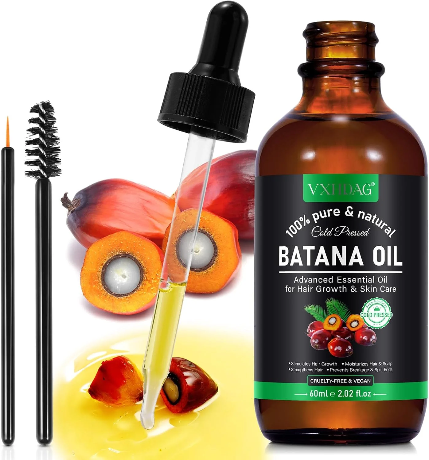 روغن باتانا VXHDAG - ۱۰۰٪ خالص و طبیعی از هندوراس برای رشد مو، از بین بردن موخوره، افزایش درخشندگی و تغذیه برای انواع مو، 60 میلی لیتر