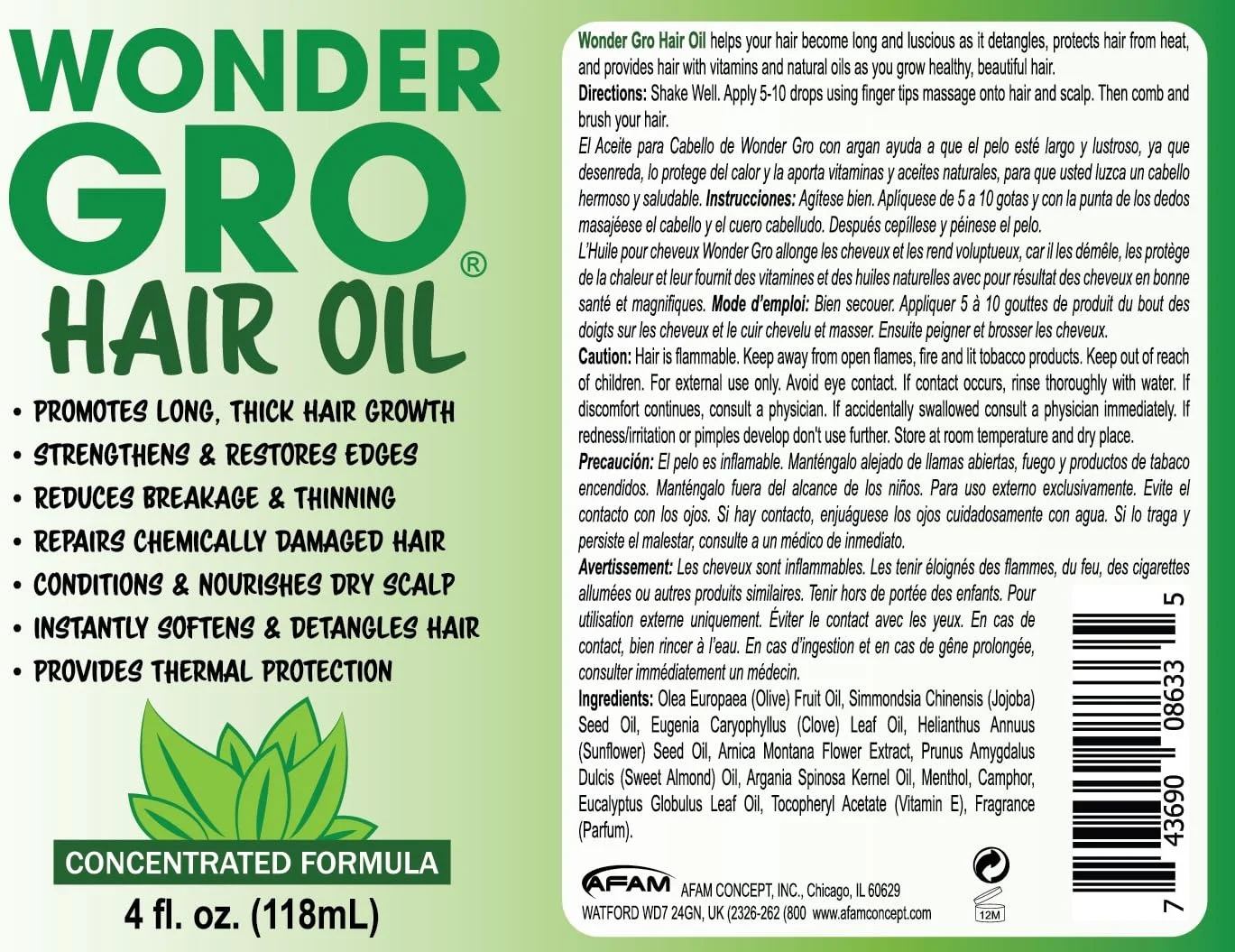 روغن تقویت کننده و محافظت حرارتی مو واندر گرو، ۱۱۸ میلی لیتر - تقویت کننده و ترمیم کننده خط رویش مو