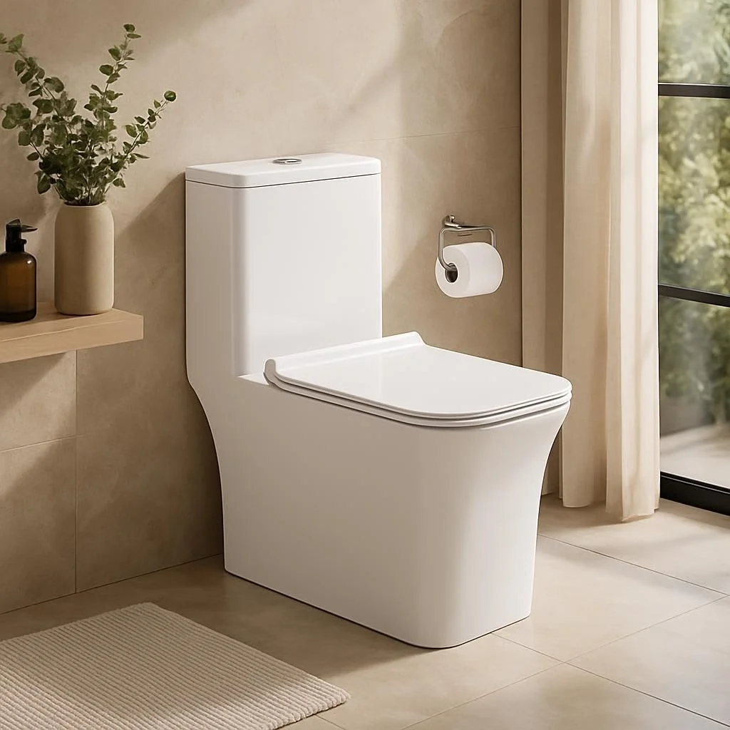 توالت یک تکه شویینگ کنیگ، طراحی مدرن، فلاش کارآمد، سفید