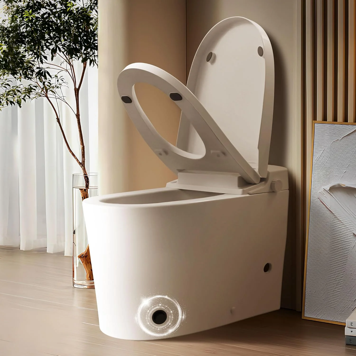 توالت فرنگی هوشمند غیر برقی - توالت یک تکه با دو فلاش (پدال پا و دکمه) | شستشوی دوگانه نازل | کیت نصب کامل توالت فرنگی هوشمند غیر برقی - توالت یک تکه با دو فلاش (پدال پا و دکمه) | شستشوی دوگانه نازل | کیت نصب کامل