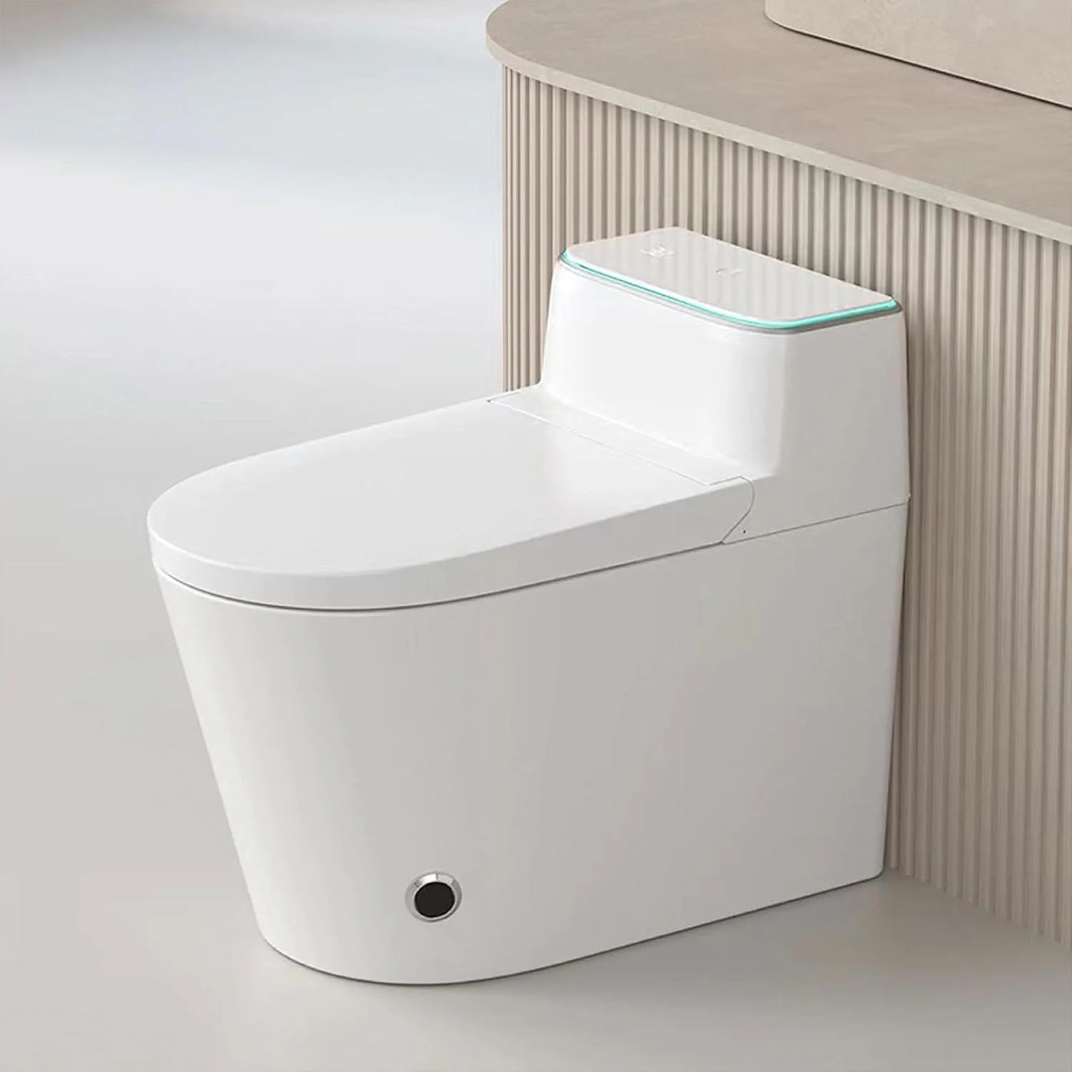 توالت فرنگی هوشمند یک تکه با نشیمنگاه خودکار، فلاشینگ اتوماتیک، سنسور پا، فلاشینگ با پمپ، گرمکن نشیمن، چراغ LED و غیره توالت فرنگی هوشمند یک تکه با نشیمنگاه خودکار، فلاشینگ اتوماتیک، سنسور پا، فلاشینگ با پمپ، گرمکن نشیمن، چراغ LED و غیره