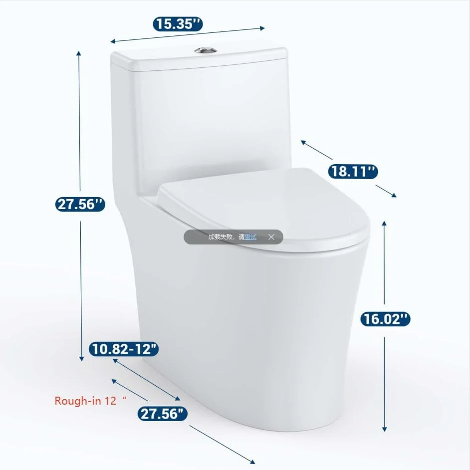 توالت یکپارچه GarveeTech، توالت دوزمانه با تخلیه قوی از بالا با ارتفاع نشیمن راحت و درب آرام بند، توالت مدرن و بی صدا برای حمام، سفید
