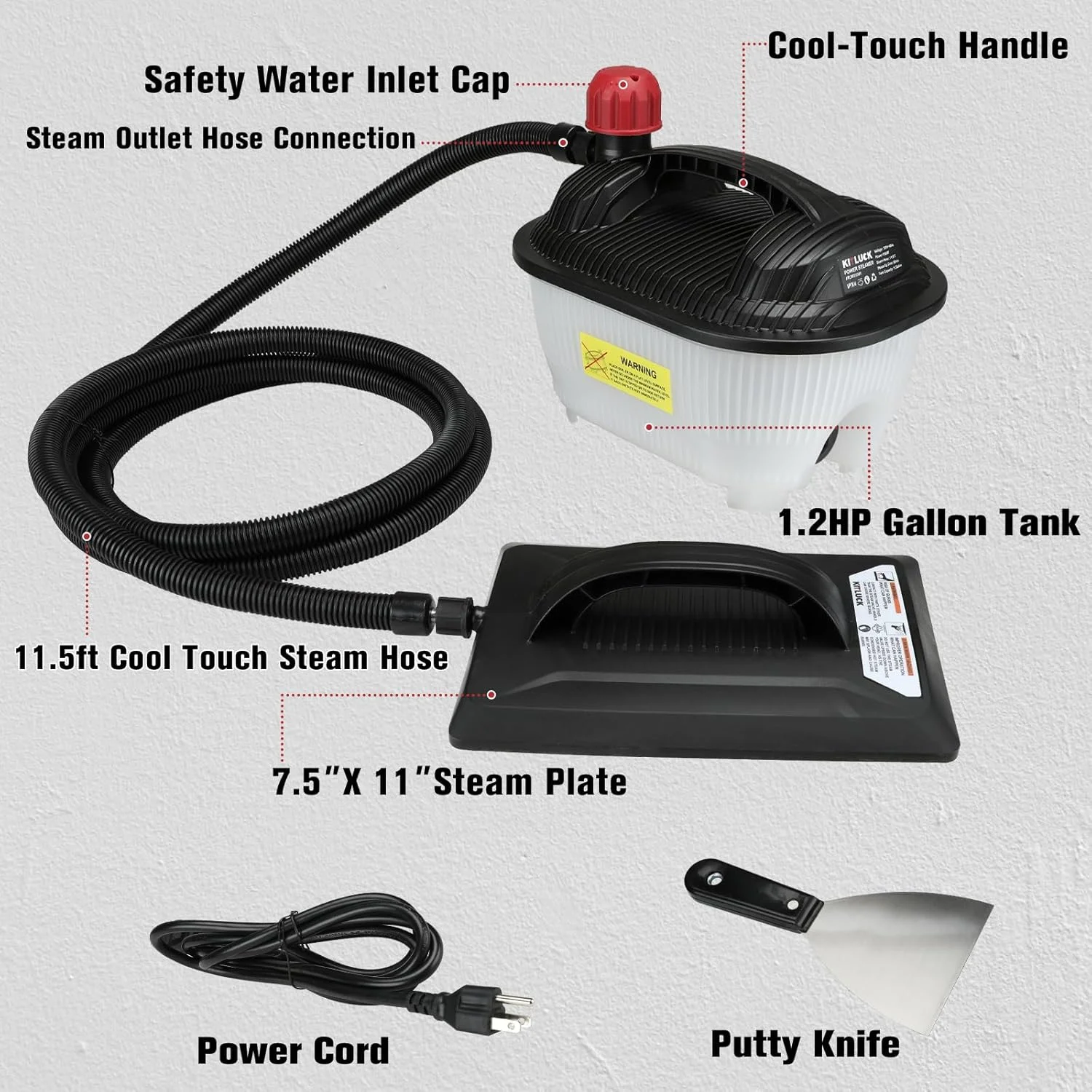 بخارگر کاغذ دیواری KITLUCK، 1500 وات، بدون مواد شیمیایی، با شلنگ خنک کننده 3.5 متری، مخزن آب 4.5 لیتری، صفحه بخار بزرگ، ژنراتور بخار، بخارشوی برای جدا کردن کاغذ دیواری بخارگر کاغذ دیواری KITLUCK، 1500 وات، بدون مواد شیمیایی، با شلنگ خنک کننده 3.5 متری، مخزن آب 4.5 لیتری، صفحه بخار بزرگ، ژنراتور بخار، بخارشوی برای جدا کردن کاغذ دیواری