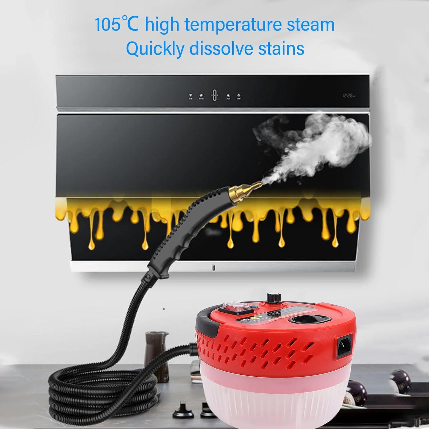 دستگاه بخارشوی Luocute، قابل حمل با دمای بالا و فشار 2500 وات با مخزن آب 1400 میلی لیتری، دارای 6 سری برس، 6 سرعت، مناسب برای آشپزخانه، مبلمان، خودرو، حمام، و درزها دستگاه بخارشوی Luocute، قابل حمل با دمای بالا و فشار 2500 وات با مخزن آب 1400 میلی لیتری، دارای 6 سری برس، 6 سرعت، مناسب برای آشپزخانه، مبلمان، خودرو، حمام، و درزها