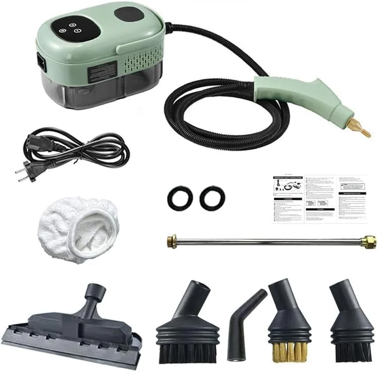 بخارشوی دستی MOTIM، بخارشوی قابل حمل Saker برای تمیزکاری، فشار قوی 2500 وات 105 درجه سانتیگراد، شامل نازل و 3 برس - مناسب برای آلودگی های خانه، کاشی، ماشین، آشپزخانه (تک کنترل - سبز) بخارشوی دستی MOTIM، بخارشوی قابل حمل Saker برای تمیزکاری، فشار قوی 2500 وات 105 درجه سانتیگراد، شامل نازل و 3 برس - مناسب برای آلودگی های خانه، کاشی، ماشین، آشپزخانه (تک کنترل - سبز)