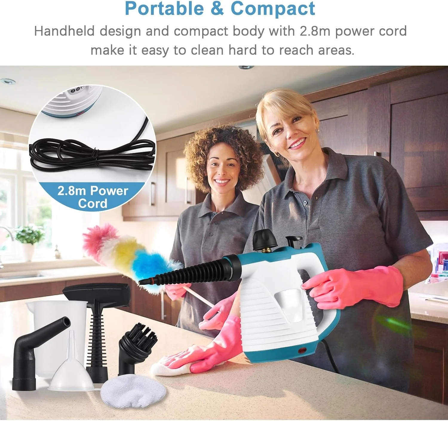 دستگاه بخارشوی دستی مورلیان 1050 وات با دمای بالا و فشار قوی به همراه 9 ابزار جانبی، بخارشوی چند منظوره قابل حمل برای آشپزخانه، مبل، حمام، خودرو و پنجره دستگاه بخارشوی دستی مورلیان 1050 وات با دمای بالا و فشار قوی به همراه 9 ابزار جانبی، بخارشوی چند منظوره قابل حمل برای آشپزخانه، مبل، حمام، خودرو و پنجره