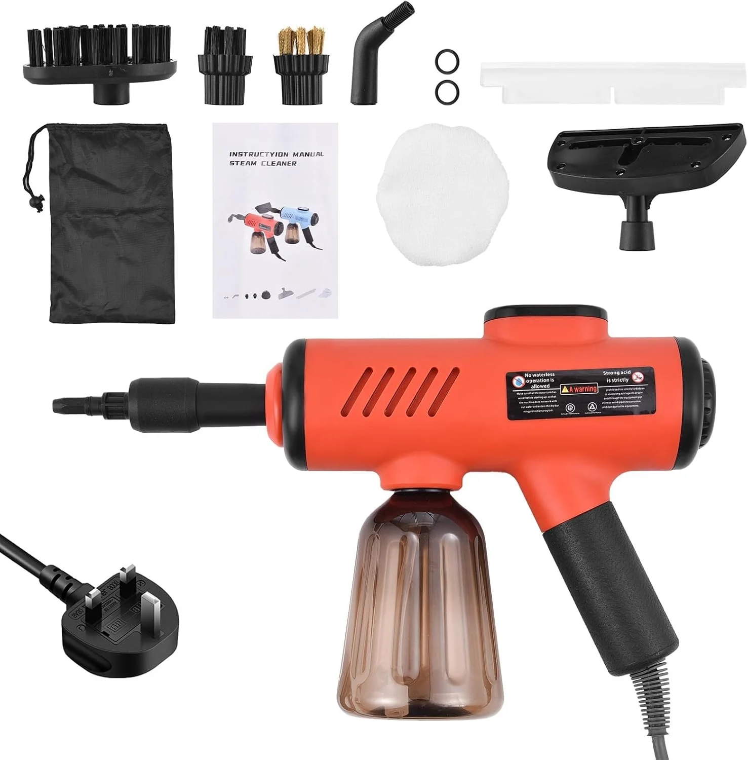 بخارشوی دستی قابل حمل مینگژه، گرمایش سریع، 3 دمای قابل تنظیم، دستگاه تمیز کننده عمیق به همراه سری برس، تیغه شیشه پاک کن، کیف نگهداری و سیم برق (دوشاخه UK) بخارشوی دستی قابل حمل مینگژه، گرمایش سریع، 3 دمای قابل تنظیم، دستگاه تمیز کننده عمیق به همراه سری برس، تیغه شیشه پاک کن، کیف نگهداری و سیم برق (دوشاخه UK)