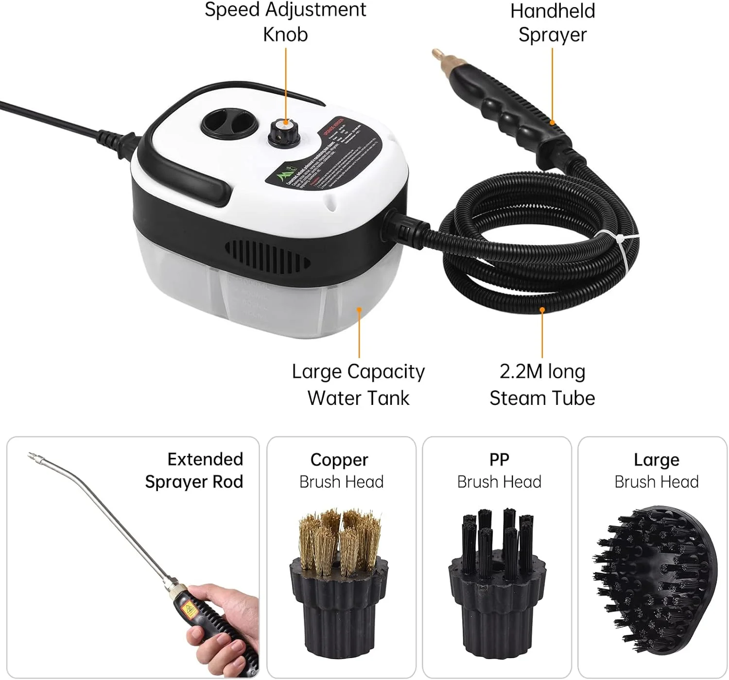 دستگاه بخارشوی چند منظوره فشار قوی مینگژه، قابل حمل، 2500 وات، تنظیم 6 حالته دما برای آشپزخانه، حمام و کف دستگاه بخارشوی چند منظوره فشار قوی مینگژه، قابل حمل، 2500 وات، تنظیم 6 حالته دما برای آشپزخانه، حمام و کف