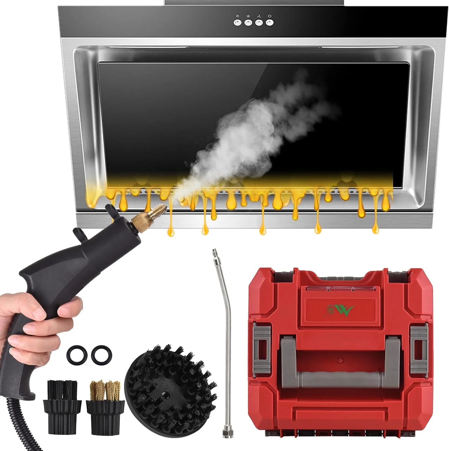 دستگاه بخارشوی قابل حمل 2000 واتی مورلیان، دستگاه تمیز کننده بخار پرفشار با دمای بالا، بدون مخزن و مناسب برای مصارف سنگین در آشپزخانه، اتاق نشیمن، حمام و خودرو دستگاه بخارشوی قابل حمل 2000 واتی مورلیان، دستگاه تمیز کننده بخار پرفشار با دمای بالا، بدون مخزن و مناسب برای مصارف سنگین در آشپزخانه، اتاق نشیمن، حمام و خودرو