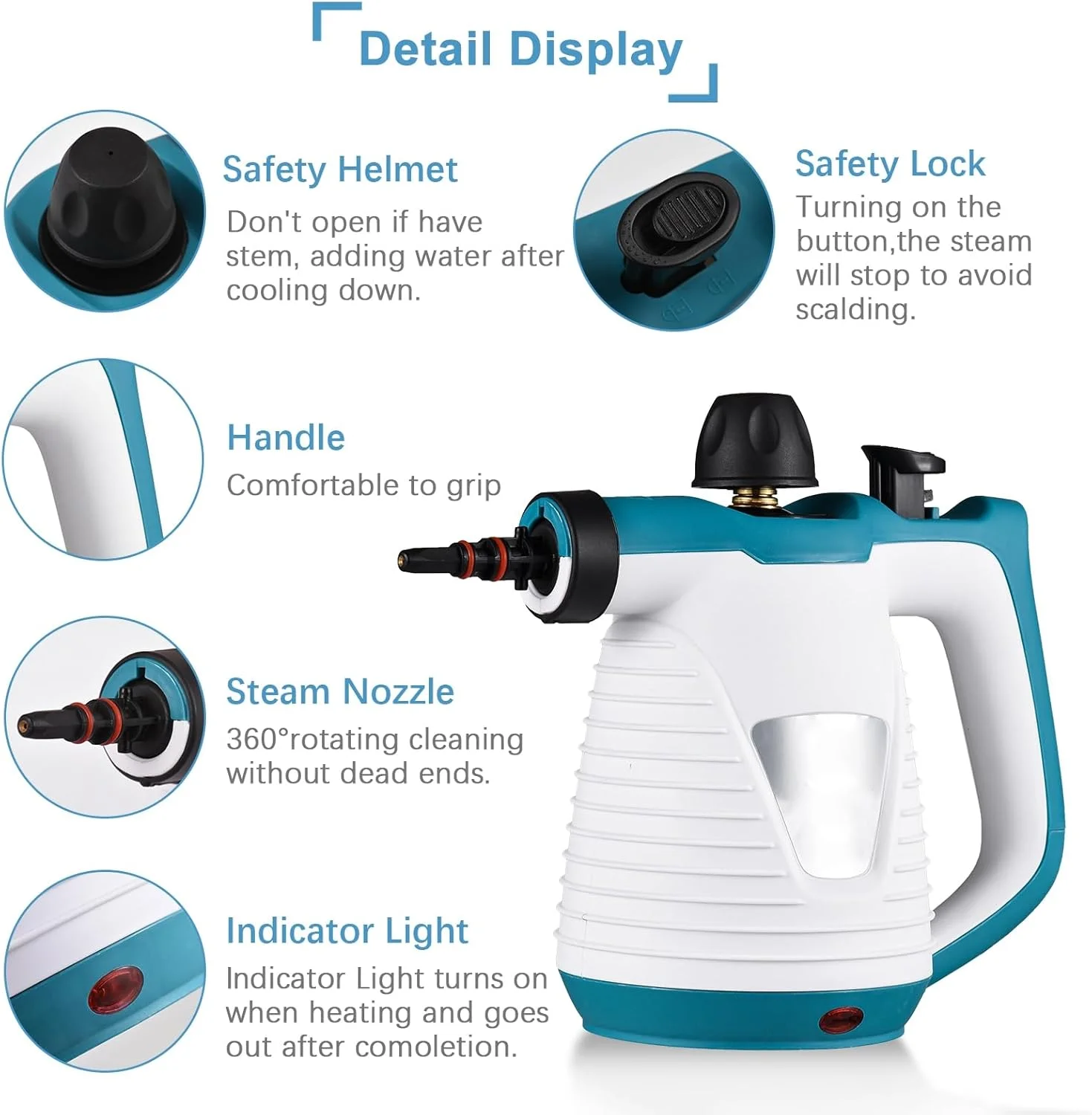 دستگاه بخارشوی دستی مورلیان 1050 وات با دمای بالا و فشار قوی به همراه 9 ابزار جانبی، بخارشوی چند منظوره قابل حمل برای آشپزخانه، مبل، حمام، خودرو و پنجره دستگاه بخارشوی دستی مورلیان 1050 وات با دمای بالا و فشار قوی به همراه 9 ابزار جانبی، بخارشوی چند منظوره قابل حمل برای آشپزخانه، مبل، حمام، خودرو و پنجره