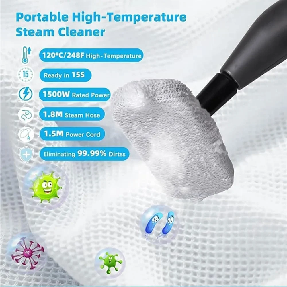 بخارشوی چند منظوره دستی 1500 واتی با 5 سری برس، 2 حالت تمیز کردن، مخزن آب 1.2 لیتری، بخارشوی دستی 105-120 درجه سانتیگراد، برای فرش و اثاثه یا لوازم داخلی، کف، کاشی، ماشین، کفش بخارشوی چند منظوره دستی 1500 واتی با 5 سری برس، 2 حالت تمیز کردن، مخزن آب 1.2 لیتری، بخارشوی دستی 105-120 درجه سانتیگراد، برای فرش و اثاثه یا لوازم داخلی، کف، کاشی، ماشین، کفش