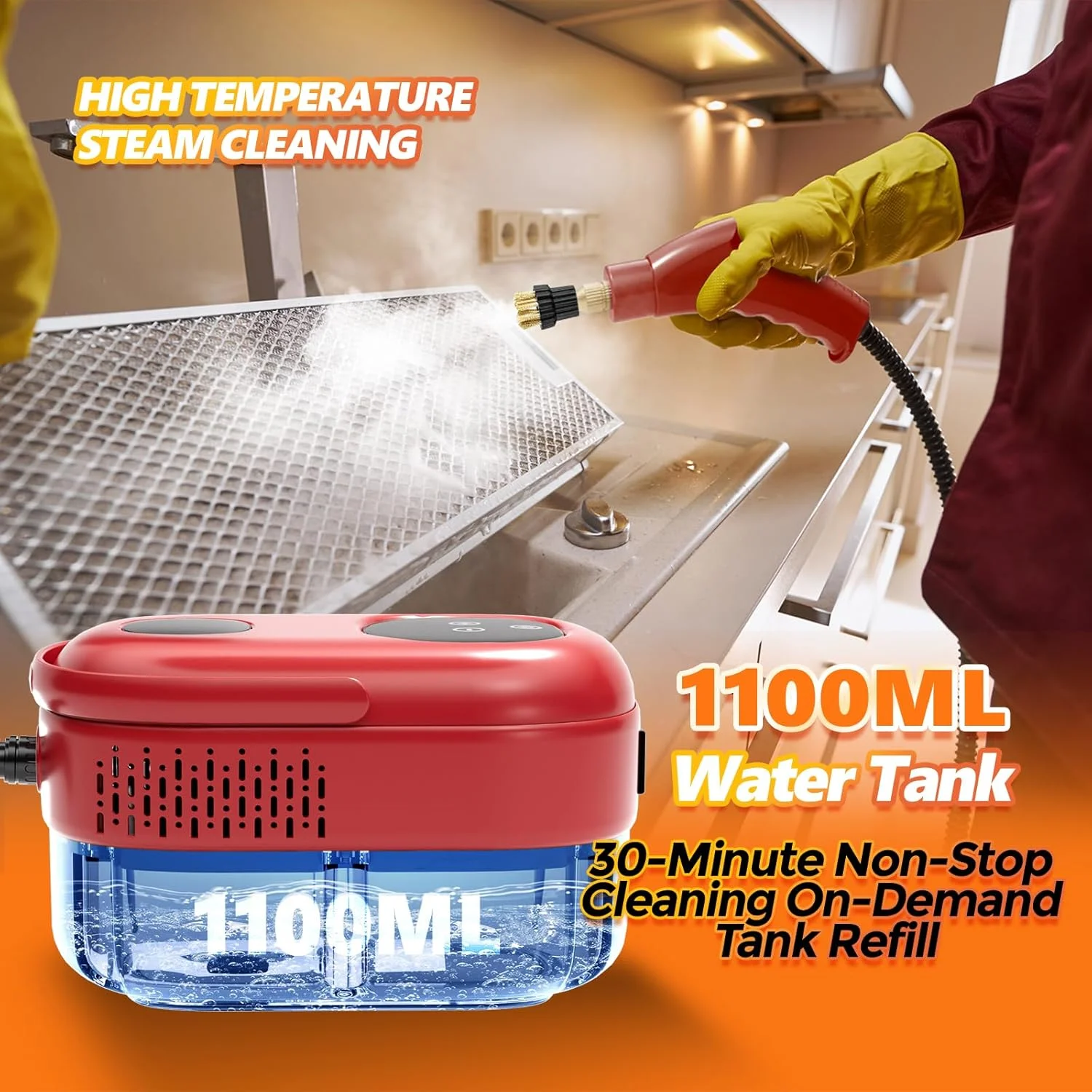 بخارشوی 2500 واتی، بخارشوی چند منظوره برای تمیزکاری، بخارشوی دستی با برس، بخارشوی تحت فشار با گرمایش سریع 15 ثانیه ای برای مصارف خانگی، بخارشوی قابل حمل برای خودرو، آشپزخانه، درز کاشی، کاشی (قرمز) بخارشوی 2500 واتی، بخارشوی چند منظوره برای تمیزکاری، بخارشوی دستی با برس، بخارشوی تحت فشار با گرمایش سریع 15 ثانیه ای برای مصارف خانگی، بخارشوی قابل حمل برای خودرو، آشپزخانه، درز کاشی، کاشی (قرمز)