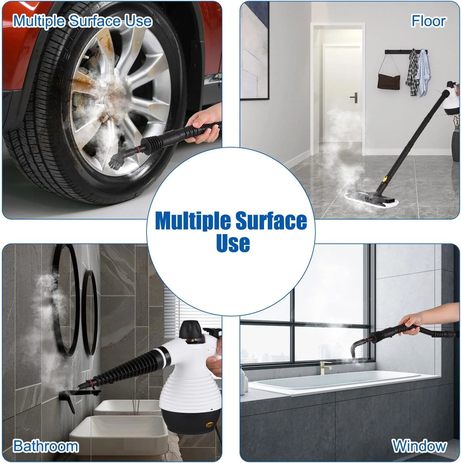 بخارشوی دستی چند منظوره 1000 وات 3 بار، بخارشوی پرفشار قابل حمل با دمای بالا با قفل ایمنی و کیت 15 لوازم جانبی برای از بین بردن کثیفی/ جرم/ چربی، تمیز کردن مبلمان بدون مواد شیمیایی بخارشوی دستی چند منظوره 1000 وات 3 بار، بخارشوی پرفشار قابل حمل با دمای بالا با قفل ایمنی و کیت 15 لوازم جانبی برای از بین بردن کثیفی/ جرم/ چربی، تمیز کردن مبلمان بدون مواد شیمیایی