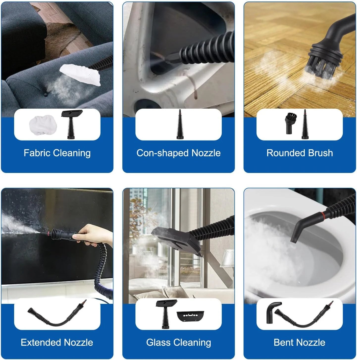 بخارشوی دستی چند منظوره 1000 وات 3 بار، بخارشوی پرفشار قابل حمل با دمای بالا با قفل ایمنی و کیت 15 لوازم جانبی برای از بین بردن کثیفی/ جرم/ چربی، تمیز کردن مبلمان بدون مواد شیمیایی بخارشوی دستی چند منظوره 1000 وات 3 بار، بخارشوی پرفشار قابل حمل با دمای بالا با قفل ایمنی و کیت 15 لوازم جانبی برای از بین بردن کثیفی/ جرم/ چربی، تمیز کردن مبلمان بدون مواد شیمیایی