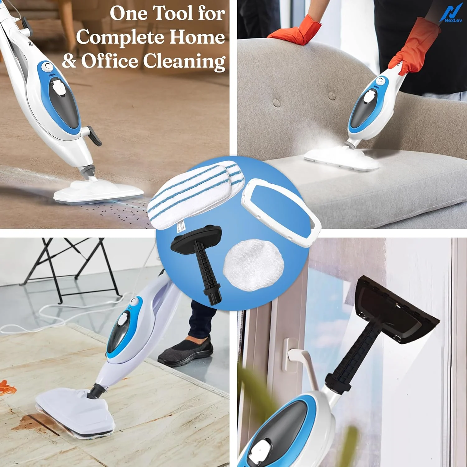 بخارشوی و تی 10 در 1 نکسلو | 2 حالت بخار | برای تی کشیدن و تمیز کردن عمیق خانه، حمام، آشپزخانه و اداره | برای تمام سطوح | 350 میلیلیتر | گرم شدن در 30 ثانیه | تمیز کردن بدون مواد شیمیایی | جداشدنی و تاشو | SC-04 بخارشوی و تی 10 در 1 نکسلو | 2 حالت بخار | برای تی کشیدن و تمیز کردن عمیق خانه، حمام، آشپزخانه و اداره | برای تمام سطوح | 350 میلیلیتر | گرم شدن در 30 ثانیه | تمیز کردن بدون مواد شیمیایی | جداشدنی و تاشو | SC-04