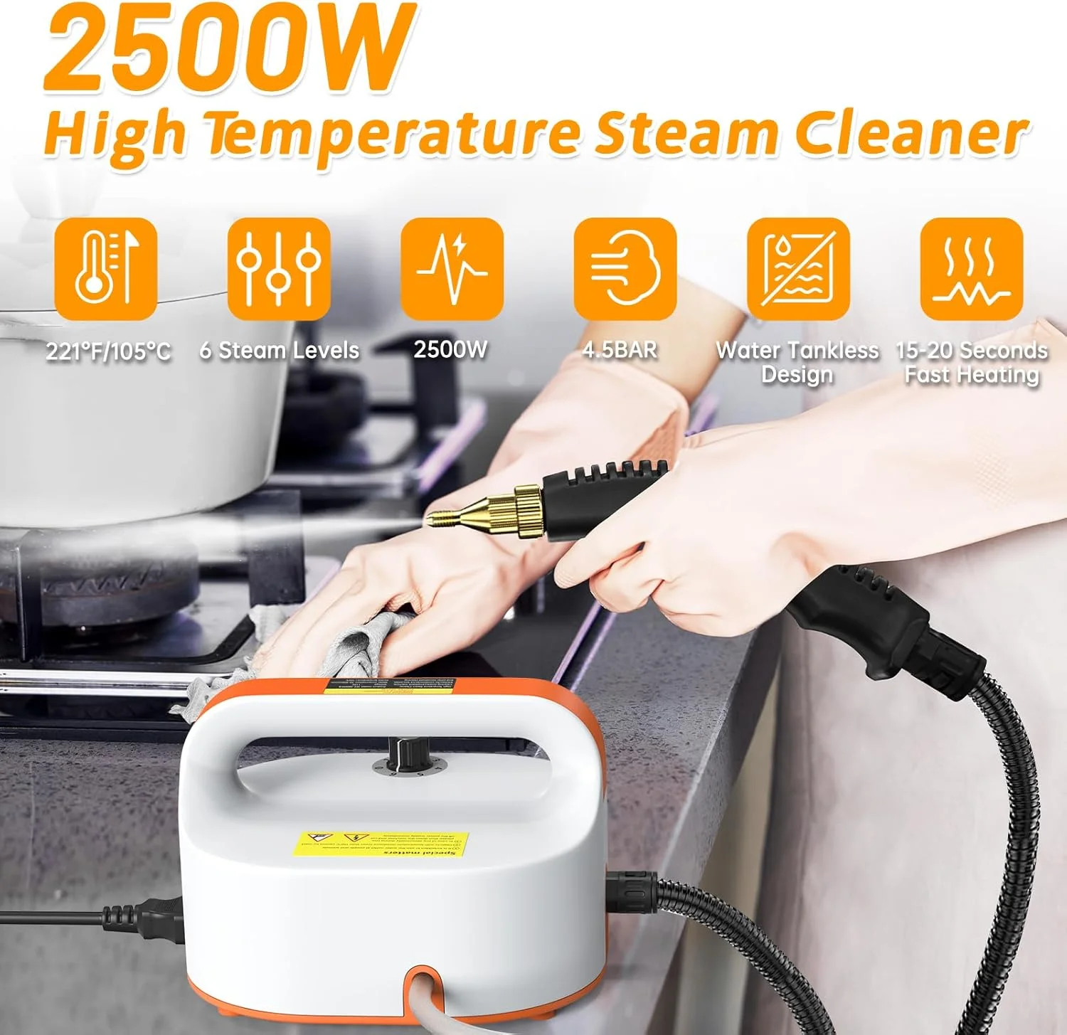 دستگاه بخارشوی نارنجی و سفید