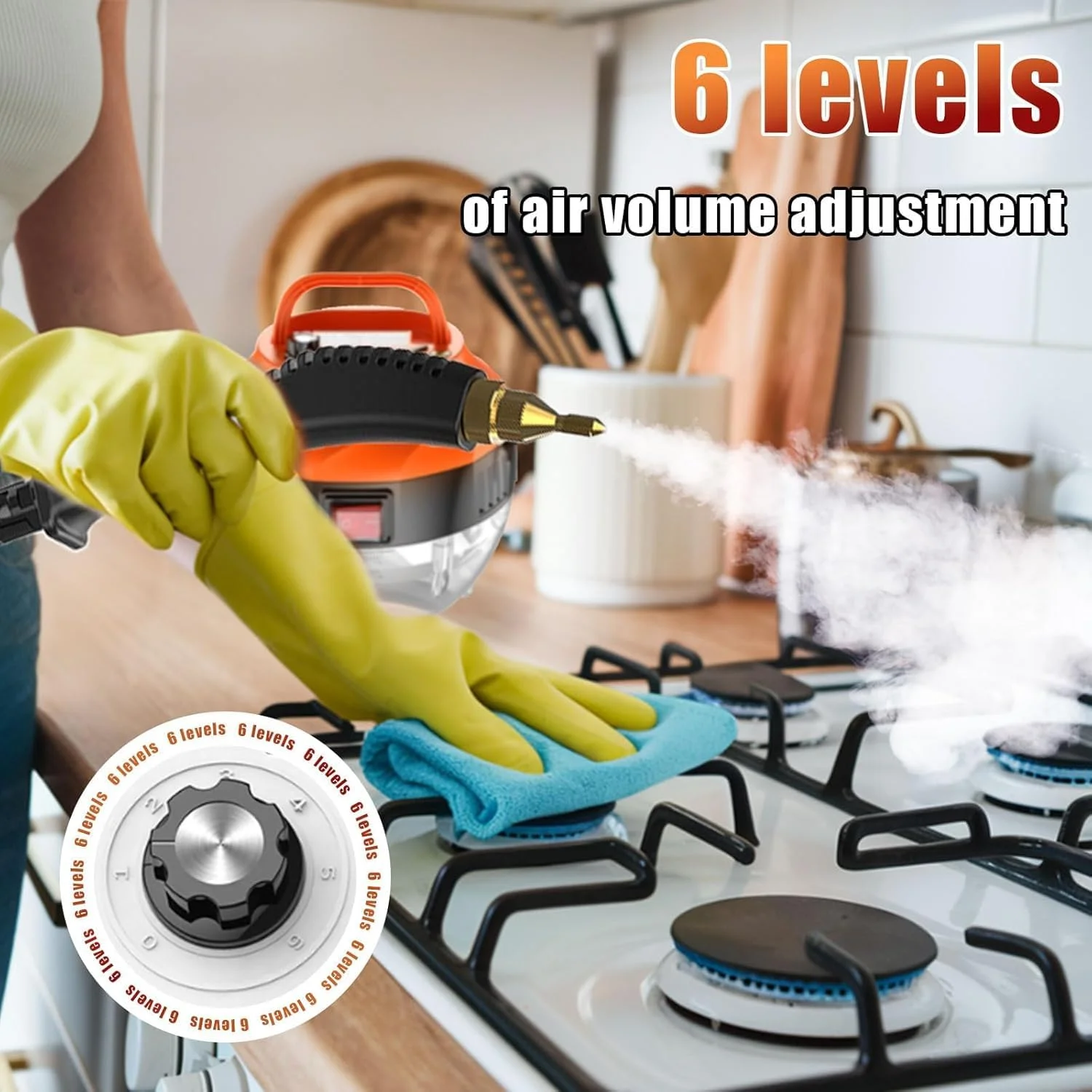 بخارشوی دستی قابل حمل با فشار بالا 2500 وات با قابلیت تنظیم 6 سرعته، مخزن بزرگ و برس های متعدد برای خانه، ماشین، کاشی، دوغاب و اثاثه یا لوازم داخلی - نارنجی بخارشوی دستی قابل حمل با فشار بالا 2500 وات با قابلیت تنظیم 6 سرعته، مخزن بزرگ و برس های متعدد برای خانه، ماشین، کاشی، دوغاب و اثاثه یا لوازم داخلی - نارنجی