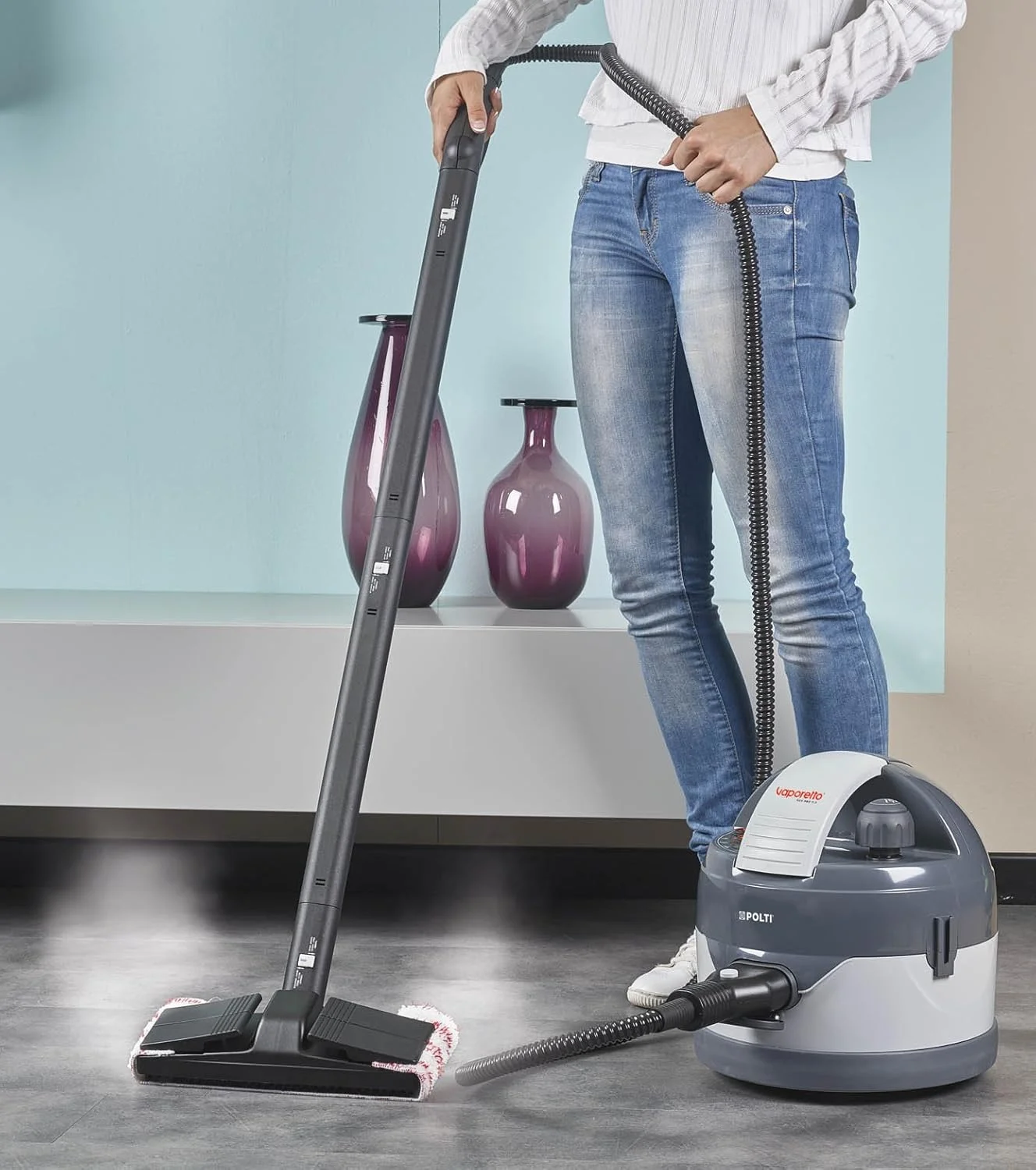 بخارشوی پلتی Vaporetto Eco Pro 3.0، 4.5 بار، از بین برنده 99.99% ویروس ها، میکروب ها و باکتری ها، آبی، 34.0106 سانتی متر * 32.004 سانتی متر * 32.004 سانتی متر